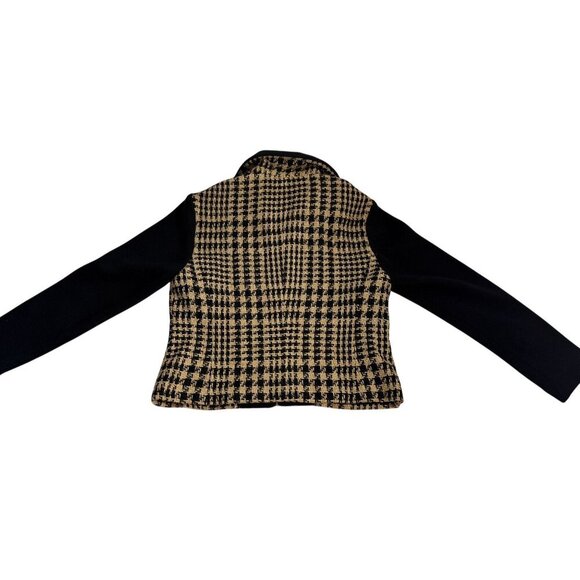 Vintage Emil Rutenburg Womens Houndstooth‎ Cardigan Jacket Black & Camel Size L - Picture 16 of 16